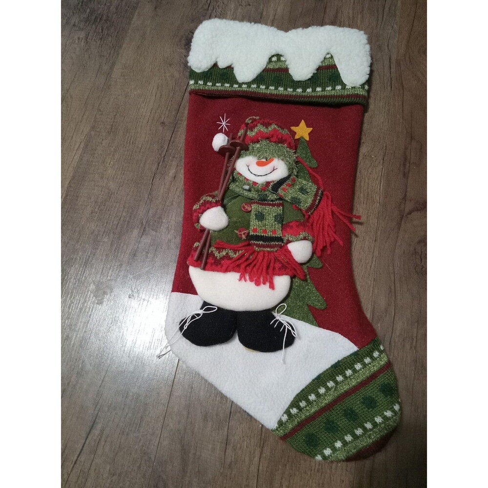Christmas Stocking Skiing Snowman